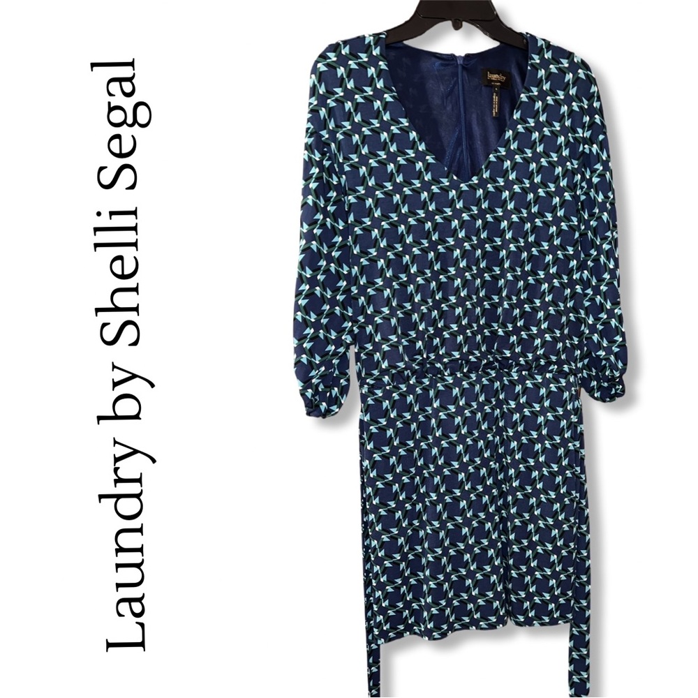 Laundry by Shelli Segal 3/4 Sleeve Elastic Waist Tie Dress